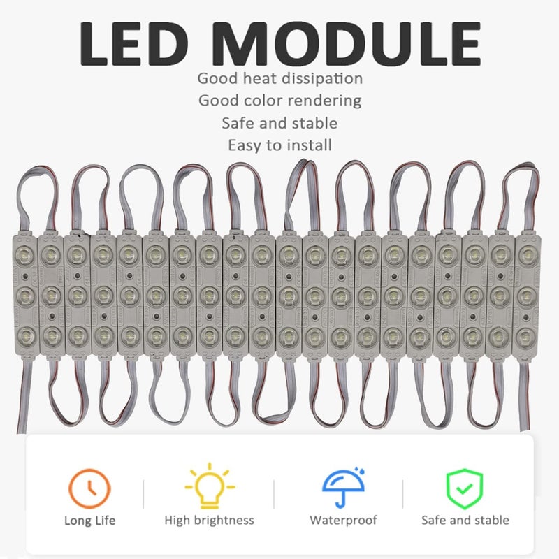 TeiNewBy LED Module, 100pcs 49.8 Ft 5730 SMD 150LM Per LED Module IP65 Waterproof Decorative Light for Letter Sign Advertising Signs with Tape Adhesive Backside (White Light) - Image 2